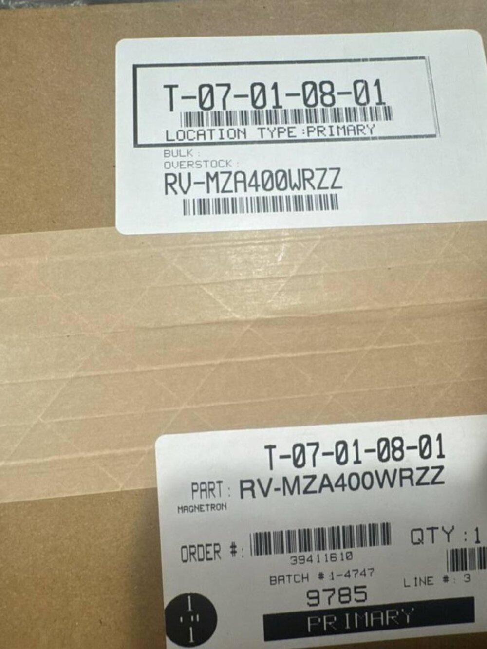 RV-MZA400WRZZ magnetron directly from Sharp BRAND NEW with receipt